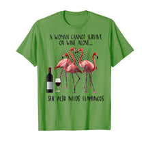 Load image into Gallery viewer, A Woman Cannot Survive On Wine Alone She Also Need Flamingos TShirt376942
