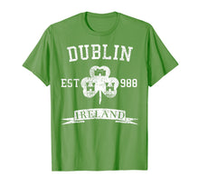 Load image into Gallery viewer, Dublin Vintage T-Shirt Green Irish Ireland Shamrock Est 988