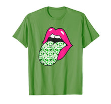 Load image into Gallery viewer, Hot Pink Lips Shamrock Tongue Trendy St Patrick's Day Print TShirt728937