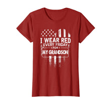 Load image into Gallery viewer, Funny shirts V-neck Tank top Hoodie sweatshirt usa uk au ca gifts for I Wear Red Every Friday For My Grandson T Shirt Military 2832182