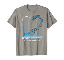 Load image into Gallery viewer, Blue and White Butterflies Heart Believe ALS Awareness Gifts TShirt554719