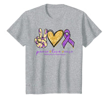 Load image into Gallery viewer, Peace Love Cure Purple Ribbon Alzheimer's Awareness Gift T-Shirt-1347823