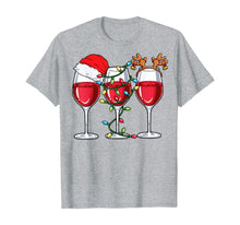 Load image into Gallery viewer, Wine Christmas Lights Xmas Women Santa Hat Reindeer Antlers T-Shirt