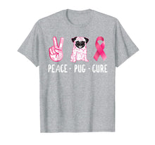 Load image into Gallery viewer, Peace Cure Pug Breast Cancer Awareness Gifts T-Shirt