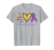 Load image into Gallery viewer, Peace Love Cure Purple Ribbon Alzheimer's Awareness Gift T-Shirt-1347823