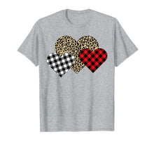 Load image into Gallery viewer, Funny Leopard And Buffalo Plaid Printed Love Heart Gifts T-Shirt--
