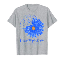 Load image into Gallery viewer, Faith Hope Love Colon Cancer Awareness Flower Blue Gifts T-Shirt-472196