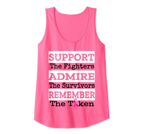 Womens Pink Breast Cancer Awareness Survivor Admire Remember  Tank Top