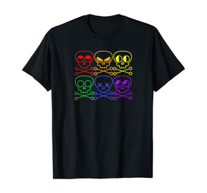 Rainbow Gay Pride Skull and Crossbones Pirate Jolly Roger T-Shirt