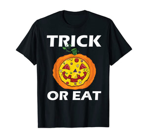 Trick Or Eat Costume Pizza Face Halloween Gift T-Shirt