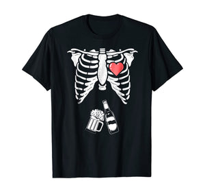 Skeleton Beer Xray Pregnancy Announcement Dad Tshirt