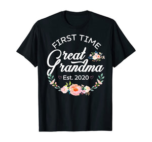 Womens Promoted to Great Grandma Est 2020 First Time Gift TShirt360286