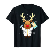 Load image into Gallery viewer, Medical Scrub Top Reindeer Nurse With Stethoscope Christmas T-Shirt

