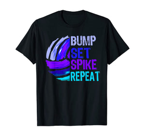 Funny shirts V-neck Tank top Hoodie sweatshirt usa uk au ca gifts for Girls Volleyball Bump Set Spike Repeat Blue Purple Teen Gift T-Shirt 166239