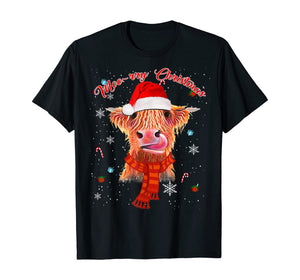 Funny shirts V-neck Tank top Hoodie sweatshirt usa uk au ca gifts for Scottish Highland Cow Merry Christmas Snow Gift T-Shirt 1150581