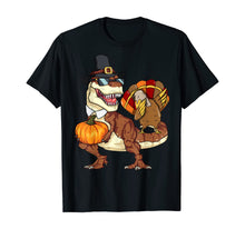 Load image into Gallery viewer, Thanksgiving T-Rex Dinosaur Shirt - Dabbing Turkey Shirt T-Shirt

