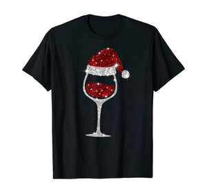 Wine Glasses Santa Hat Christmas Wine Lover T-Shirt