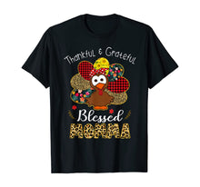 Load image into Gallery viewer, Thankful Grateful Blessed Momma Leopard Turkey Thanksgiving T-Shirt
