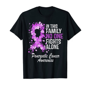 Pancreatic Cancer Family No One Fights Alone Awareness Gift T-Shirt