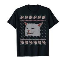 Load image into Gallery viewer, Ugly Christmas sweater-style Yelling Woman At Cat Meme T-Shirt
