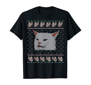 Ugly Christmas sweater-style Yelling Woman At Cat Meme T-Shirt