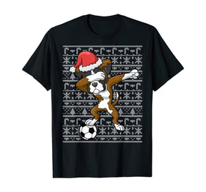 Soccer Ugly Christmas Dabbing Boxer Dog Santa Dab Gift T-Shirt
