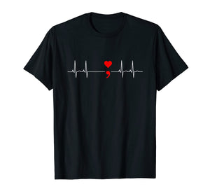 Semicolon Heartbeat Shirt Suicide Depression Prevention