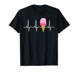 Funny shirts V-neck Tank top Hoodie sweatshirt usa uk au ca gifts for Ice Cream Shirt for Girls & Women - Ice Cream Cone Heartbeat 1758849