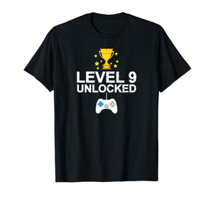 Funny shirts V-neck Tank top Hoodie sweatshirt usa uk au ca gifts for 9th Birthday Level 9 Unlocked Funny T-shirt Gamer Gift Baby 1458122