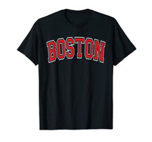 Load image into Gallery viewer, Boston T Shirt - Varsity Style Red Text
