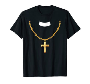Funny shirts V-neck Tank top Hoodie sweatshirt usa uk au ca gifts for Funny Halloween Priest Costume With Gold Cross Chain T Shirt 1153999