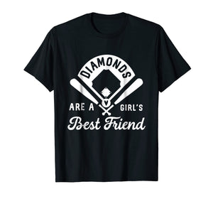 Funny shirts V-neck Tank top Hoodie sweatshirt usa uk au ca gifts for Diamonds Are A Girl's Best Friend Shirt Baseball Softball 1570814