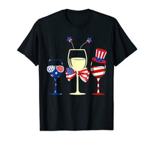 Load image into Gallery viewer, Red White Blue Wine Glasses American Flag 4th Of July Tshirt 259279
