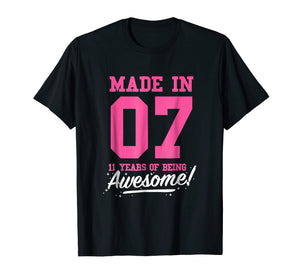 Funny shirts V-neck Tank top Hoodie sweatshirt usa uk au ca gifts for Made In 2007 Awesome 11th Birthday Girl Shirt Pink T-shirt 1122761