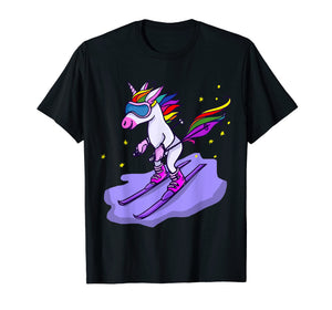 Funny shirts V-neck Tank top Hoodie sweatshirt usa uk au ca gifts for Cute Skiing Unicorn Short Sleeve T-Shirt Skiers Gifts Tee 2600765