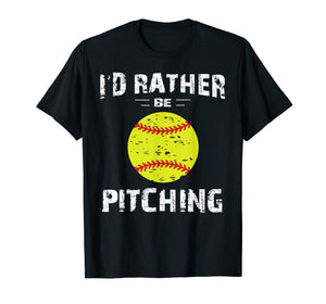 Softball Shirts For Girls Pitcher, I'd Rather Be Pitching