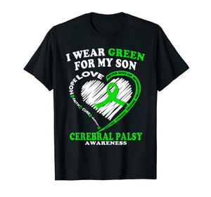 Funny shirts V-neck Tank top Hoodie sweatshirt usa uk au ca gifts for Cerebral Palsy Shirt For Dad/Mom - I Wear Green For My Son 2082020