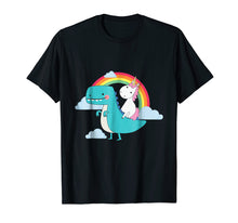 Load image into Gallery viewer, Funny shirts V-neck Tank top Hoodie sweatshirt usa uk au ca gifts for Unicorn Riding T-Rex Dinosaur Rainbow T-Shirt 1627525
