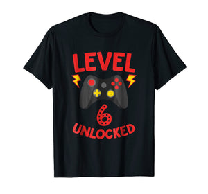 Funny shirts V-neck Tank top Hoodie sweatshirt usa uk au ca gifts for Level 6 Unlocked - Funny 6 Year Old Gamer Birthday Shirt 258648