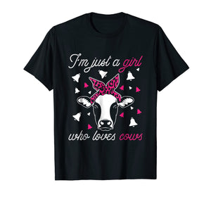 Funny shirts V-neck Tank top Hoodie sweatshirt usa uk au ca gifts for Cow Funny Tshirt - I'm Just A Girl Who Loves Cows Farmer 2112225
