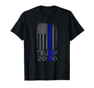 Thin Blue Line Trump 2020 T-Shirt American Flag Vintage