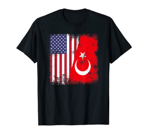 Funny shirts V-neck Tank top Hoodie sweatshirt usa uk au ca gifts for Half Turk Turkish Flag T-Shirt | Vintage Turkey USA Gift 3105473
