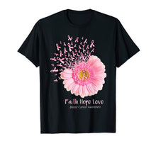 Load image into Gallery viewer, Faith Hope Love Breast Cancer Awareness Flower Pink T-Shirt 84343
