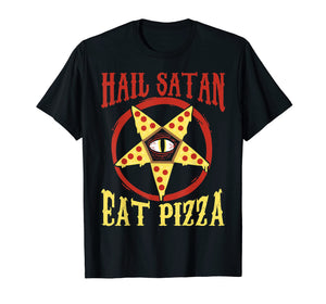 Funny shirts V-neck Tank top Hoodie sweatshirt usa uk au ca gifts for Hail Satan, Eat Pizza Funny Satanic Occult Pizza Tee 1969299