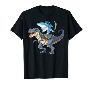 Funny shirts V-neck Tank top Hoodie sweatshirt usa uk au ca gifts for Shark Riding Dinosaur T rex T Shirt Pirate Jawsome Tees Kids 843449