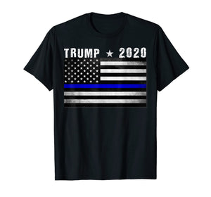 Funny shirts V-neck Tank top Hoodie sweatshirt usa uk au ca gifts for Thin Blue Line Trump 2020 T-shirt American Flag blue line 1367524