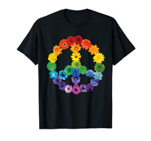 Load image into Gallery viewer, Spring Flowers Peace Sign T-Shirt Daisies Roses Rainbow 415217
