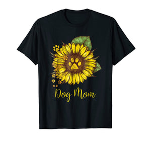 Sunflower Dog Mom Paw T-Shirt Funny Gift For Men Women