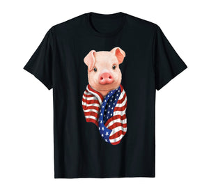 Funny shirts V-neck Tank top Hoodie sweatshirt usa uk au ca gifts for Pig American Flag Shirt Funny 4th of July USA America 2134336