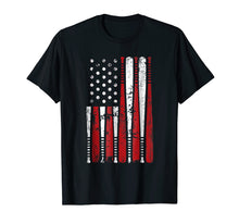 Load image into Gallery viewer, Vintage Baseball Bat American Usa Flag Gift T-Shirt
